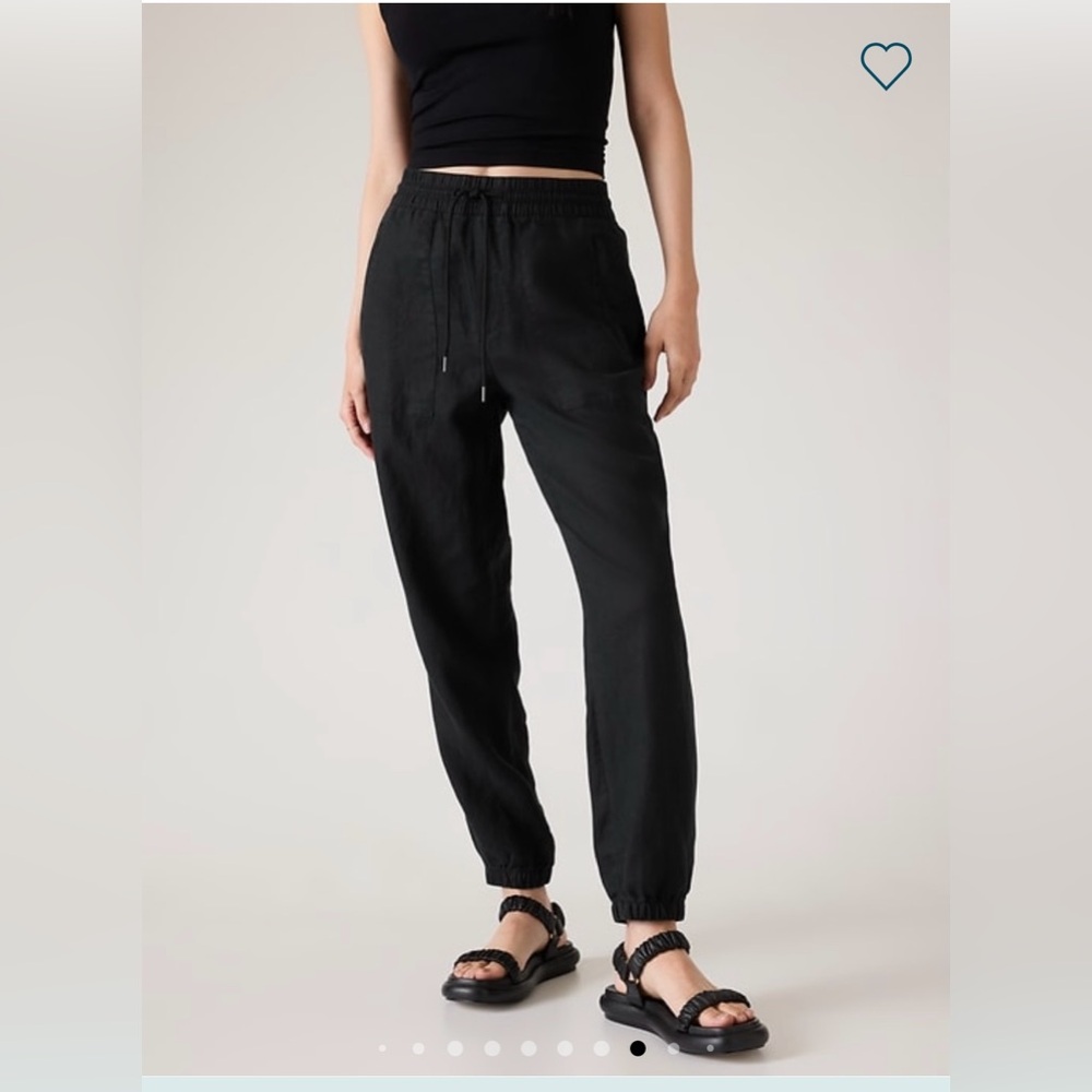 Athleta Retreat Linen High Rise Jogger Pants Black Large Petite NWT SOLD OUT